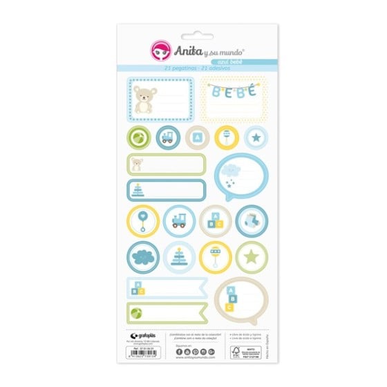 Pack 5 Hojas Pegatinas 15X32 Cm Papel Azul Bebe 17 Fsc Anita