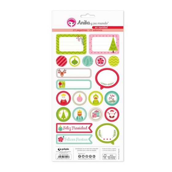 Pack 5 Hojas Pegatinas 15X32 Cm Papel En Navidad Fsc Anita