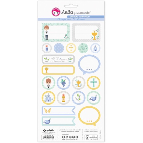 Pack 5 Hojas Pegatinas 15X32 Cm Papel Primera Comun.20 El Fsc Anita