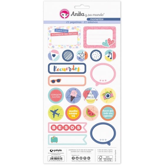 Pack 5 Hojas Pegatinas 15X32 Cm Papel Momentos Fsc Anita