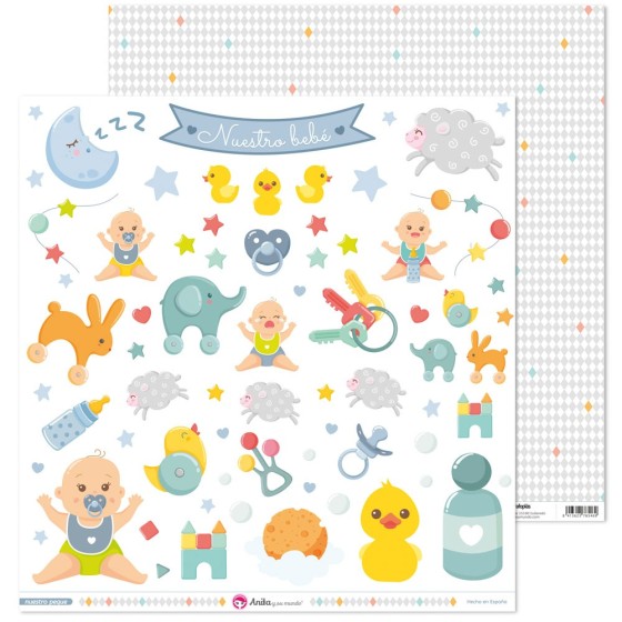Pack 5 Papeles Decorados 12X12" 180 G Figuras Recortables Nuestro Peque 19 Fsc Anita