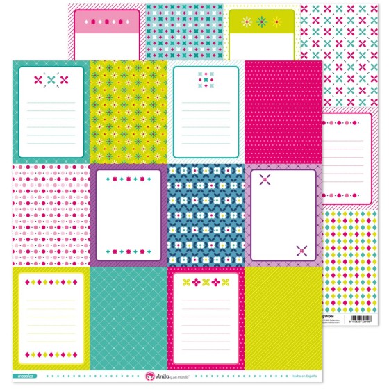 Pack 5 Papeles Decorados 12X12" 180 G Tarjetas Mosaico 16 Fsc Anita