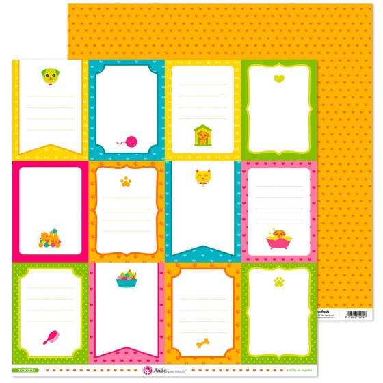 Pack 5 Papeles Decorados 12X12" 180 G Tarjetas Mascotas 16 Fsc Anita