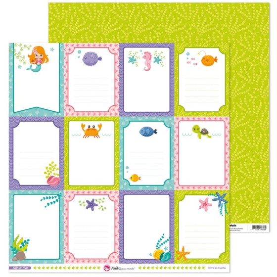 Pack 5 Papeles Decorados 12X12" 180 G Tarjetas Bajo El Mar Fsc Anita
