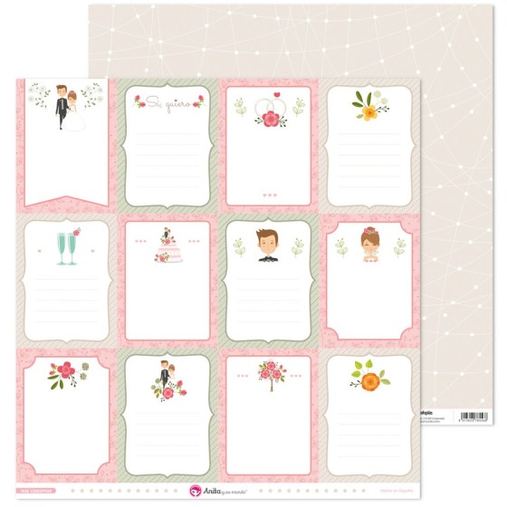 Pack 5 Papeles Decorados 12X12" 180 G Tarjetas Nos Casamos 19 Fsc Anita