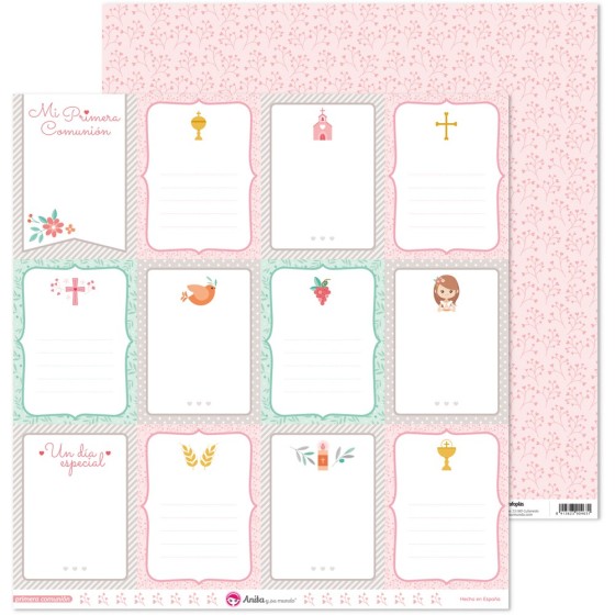 Pack 5 Papeles Decorados 12X12" 180 G Tarjetas Primera Comun.20 Ell Fsc Anita