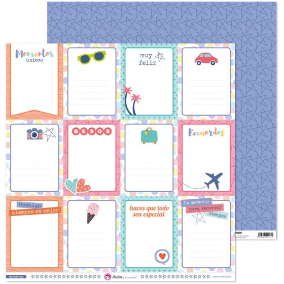 Pack 5 Papeles Decorados 12X12" 180 G Tarjetas Momentos Fsc Anita