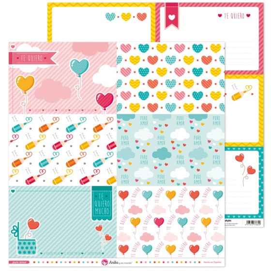 Pack 5 Papeles Decorados 12X12" 180 G Tarjetas Grandes Puro Amor 17 Fsc Anita