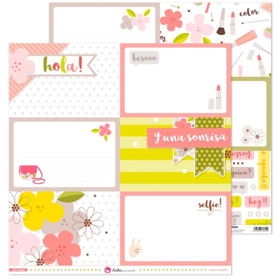 Pack 5 Papeles Decorados 12X12" 180 G Tarjetas Grandes De Chicas Fsc Anita