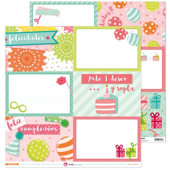 Pack 5 Papeles Decorados 12X12" 180 G Tarjetas Grandes Felicidades! Fsc Anita