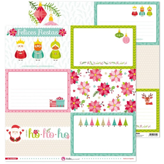 Pack 5 Papeles Decorados 12X12" 180 G Tarjetas Grandes En Navidad Fsc Anita