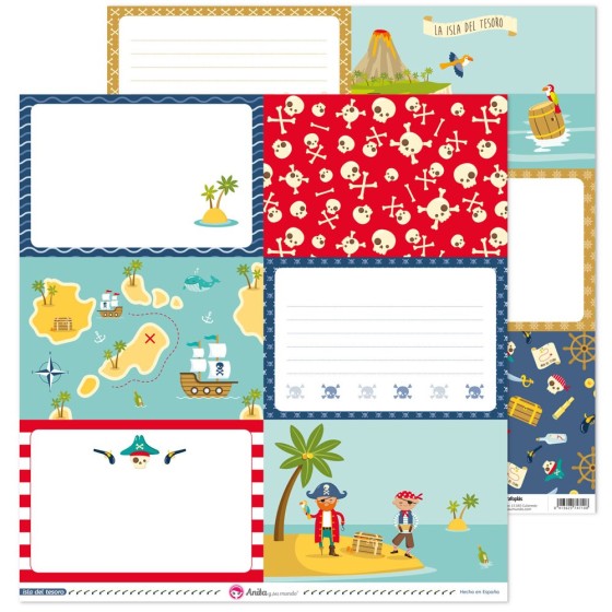 Pack 5 Papeles Decorados 12X12" 180 G Tarjetas Grandes Isla Del Tesoro Fsc Anita