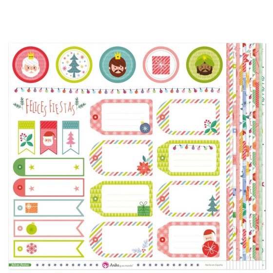 Pack 5 Papeles Decorados 12X12" 180 G Tarjetas Grandes Felices Fiestas Fsc Anita