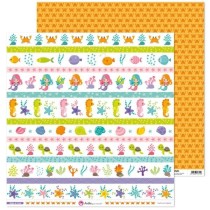 Pack 5 Papeles Decorados 12X12" 180 G Tiras Recortables Bajo El Mar Fsc Anita