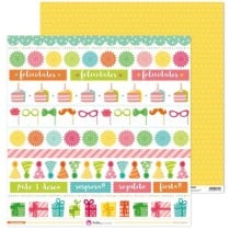 Pack 5 Papeles Decorados 12X12" 180 G Tiras Recortables Felicidades! Fsc Anita