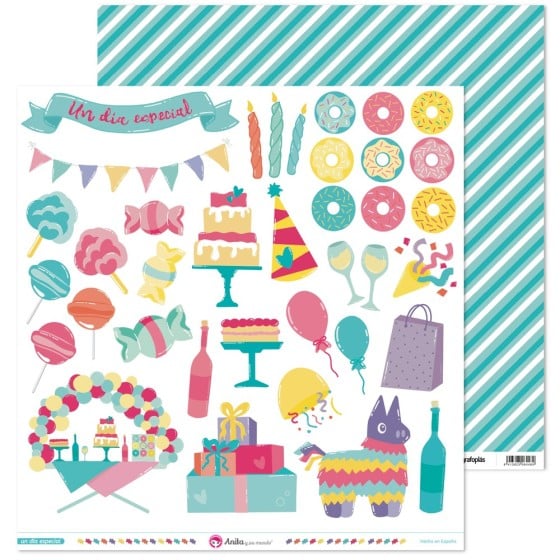 Pack 5 Papeles Decorados 12X12" 180 G Tiras Recortables Un Dia Especial 22 Fsc Anita