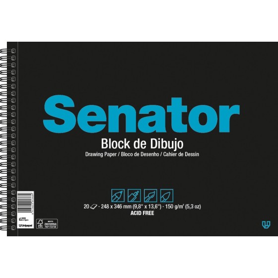 Blocs De Dibujo Cartón A3 20 Hojas 150 G Sin Recuadro Y Sin Taladros Senator