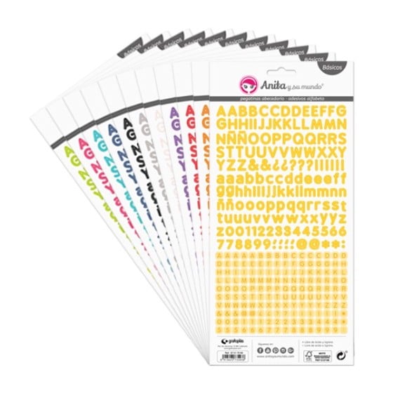 Pack 5 Hojas Abecedarios 15X32 Cm Papel Amarillo Basicos Scrapbooking Fsc Anita