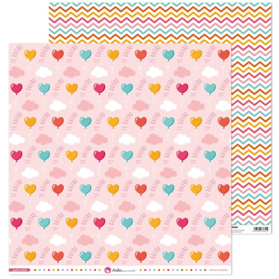 Pack 5 Papeles Decorados 12X12" 180 G Globo Puro Amor 17 Fsc Anita
