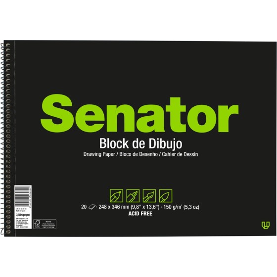 Blocs De Dibujo PP Folio Prolongado 20 Hojas 150 G Sin Recuadro Y Sin Taladros Senator