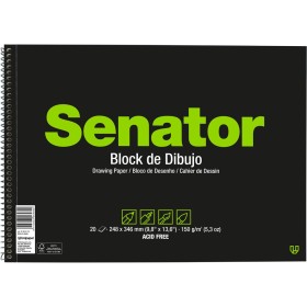 Blocs De Dibujo Folio Prolongado 20 Hojas 150 G Sin Recuadro Y Con Taladros Senator