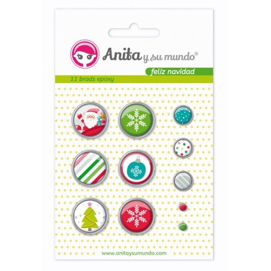 Pack 11 Brads Epoxy Feliz Navidad 16 Anita