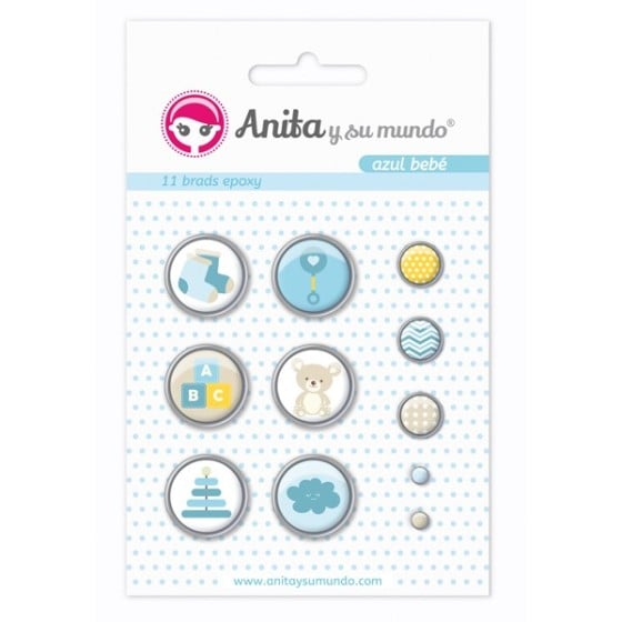 Pack 11 Brads Epoxy Azul Bebe 17 Anita