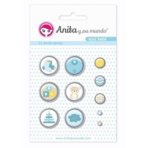 Pack 11 Brads Epoxy Azul Bebe 17 Anita
