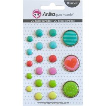 Pack 20 Brads Epoxy Colores Surtidos Basicos Scrapbooking Anita
