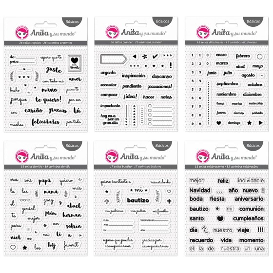 Pack 39 Sellos Acrílicos Familiares Basicos Scrapbooking Anita