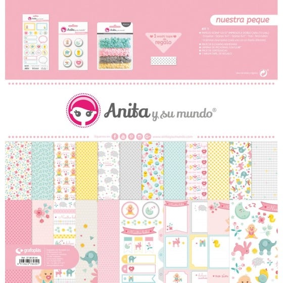 Kit Scrapbooking Bolsa Nuestra Peque 19 Anita