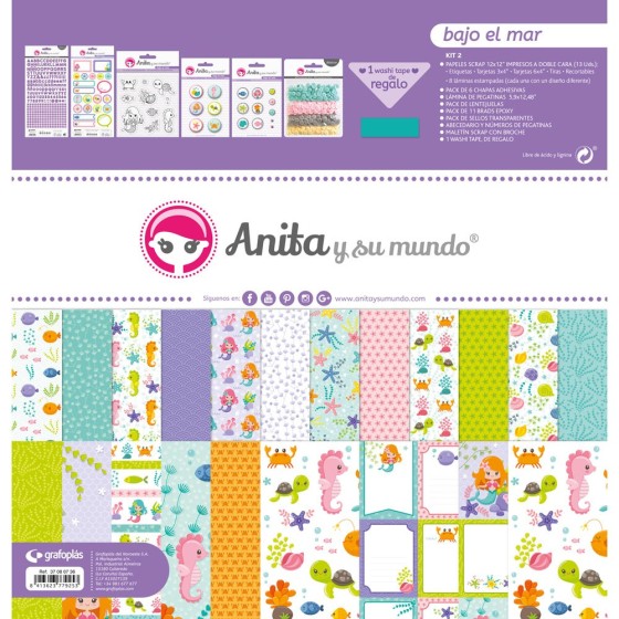 Kit Maletín Scrapbooking Bajo El Mar Anita