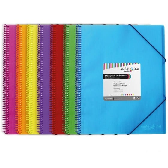 Carpeta Fundas PP Translúcido Rígido Rayado Vertical A4 50 Fundas Violeta Multiline Grafoplás