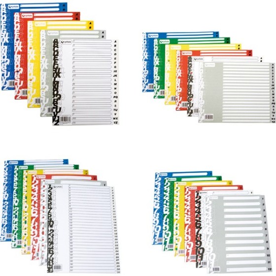 Separadores Abecedario PP Opaco Folio 16 Taladros Separadores PP Grafoplás