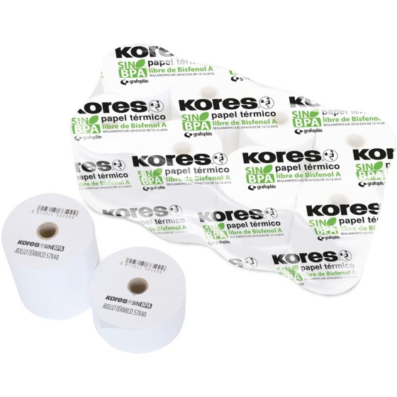 Rollos Papel Térmicos Sin Bisfenol A 57X45X12 mm 22 M Kores
