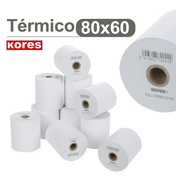 Rollos Papel Térmicos Sin Bisfenol A 80X60X12 mm "41.5 M" Kores