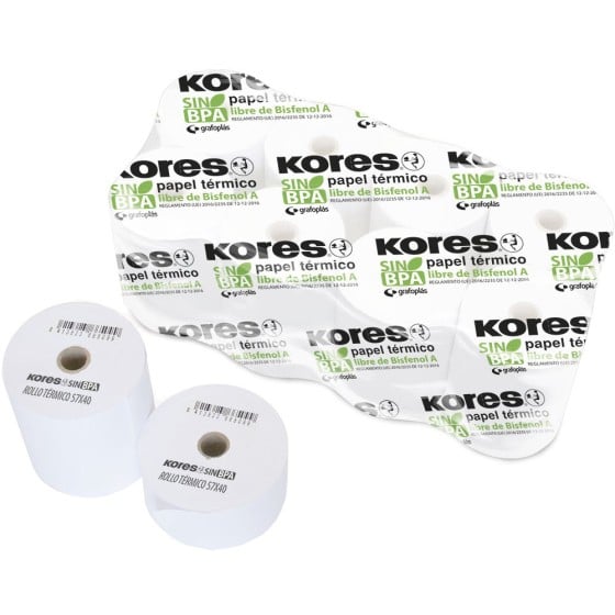 Rollos Papel Térmicos Sin Bisfenol A 57X55X12 mm "37.5 M" Kores