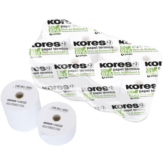 Rollos Papel Térmicos Sin Bisfenol A 80X80X12 mm 86 M Kores