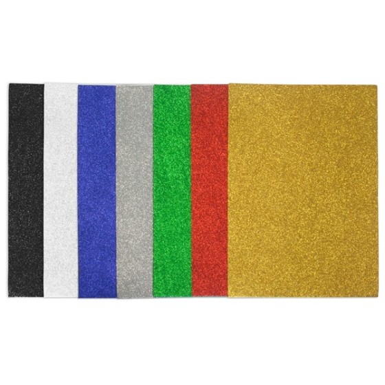 Pack 5 Láminas Goma Eva Purpurina 20 X 30 Cm 2 mm Negro Fixo Kids