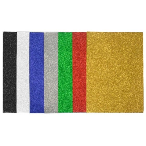 Pack 5 Láminas Goma Eva Purpurina 20 X 30 Cm 2 mm Azul Fixo Kids