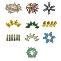 Pack 4 Pinzas Madera Flores Amarillo Smart
