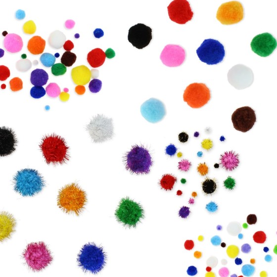 Pack 100 Pompones Medianos Colores Surtidos Fixo Kids