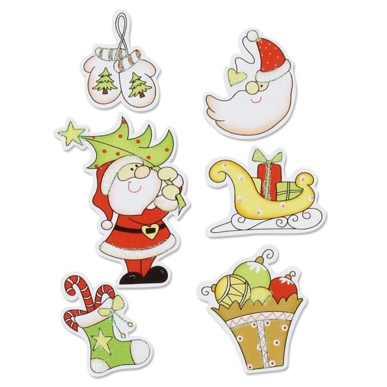 Set Figuras Madera  Navidad Adhesivas