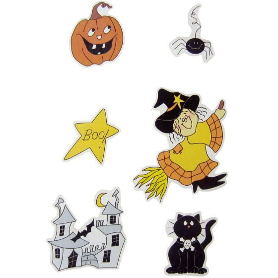 Set Figuras Madera  Halloween 2 Adhesiva