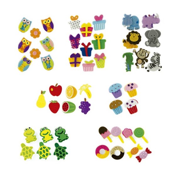 Pack 16 Figuras Adhesivas Fieltro 3D Chuches Fixo Kids