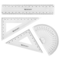 Set Grande Regla-Escuadra-Cartabón-Semicírculo Westcott