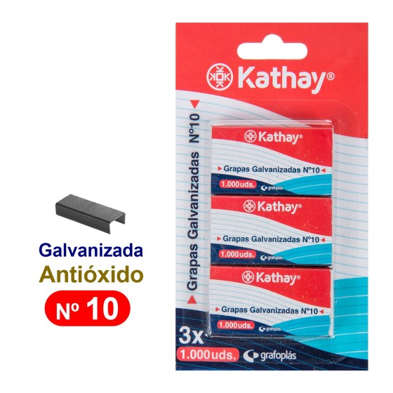 Blíster 3*1000 Uds Grapas Galvanizadas N10 Kathay
