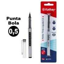 Blister 1 Boligrafos Tinta Líquida Con Capuchón 0.5mm P.Conic. Negro Kathay