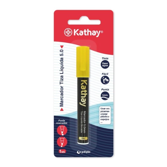 Blíster 1 Rotuladores Tiza Punta Reversible Oro Kathay