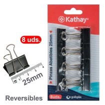 Blister 8 Pinzas Abatibles Negro 25 mm Kathay